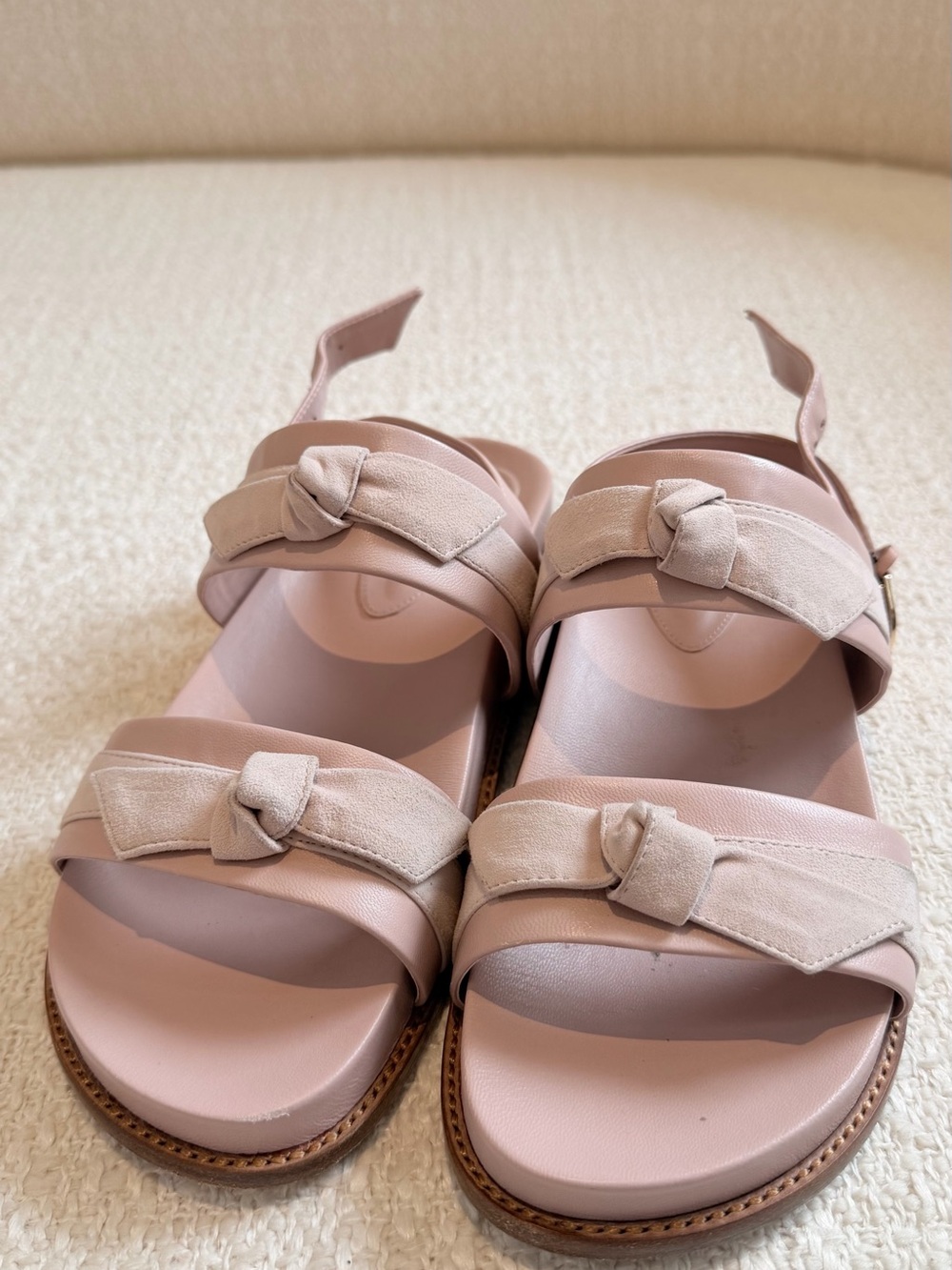 Authentic Alexandre Birman Clarita Bow Flat Sandals – Blush Pink | Size 37.5